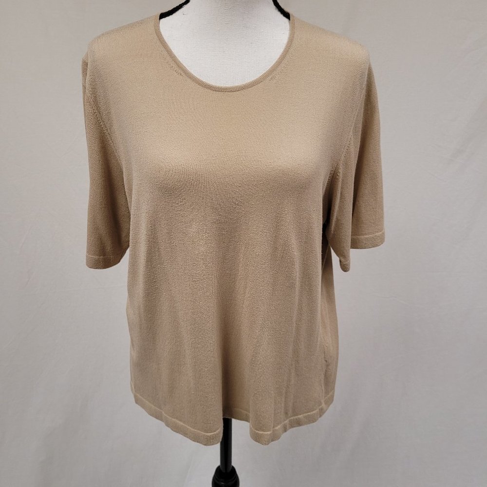 Zanella Short Sleeve Round Neck Tan Top L